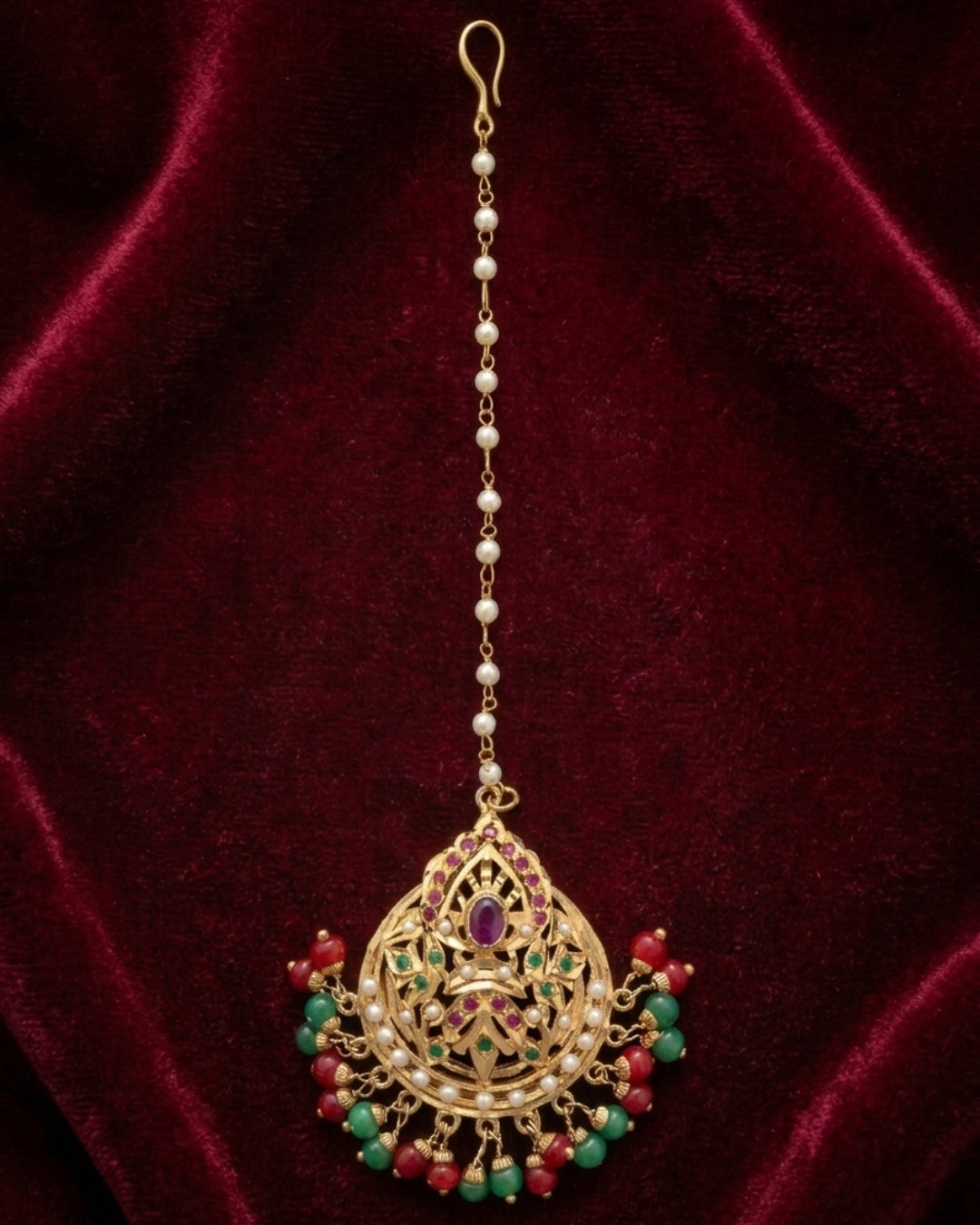 Ruby Emerald Maang Tikka