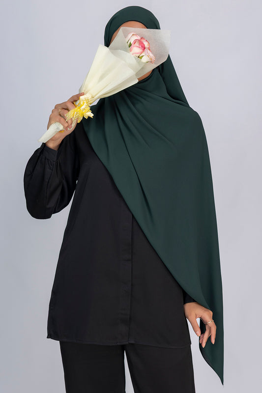 Opaque Chiffon Hijab- Dark Green