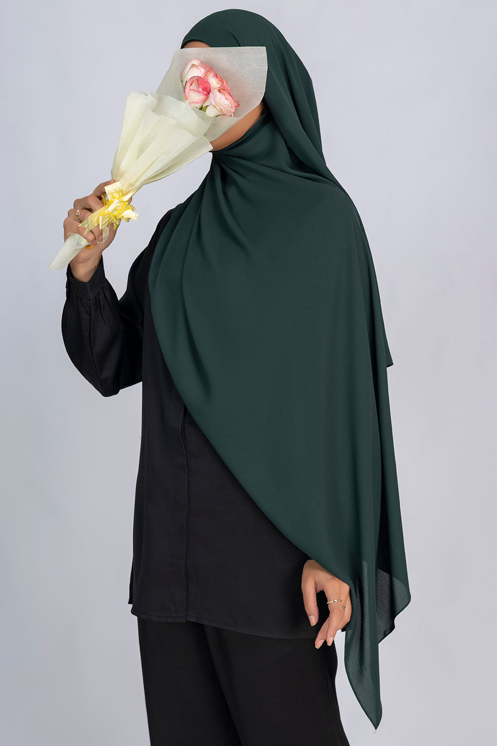 Opaque Chiffon Hijab- Dark Green