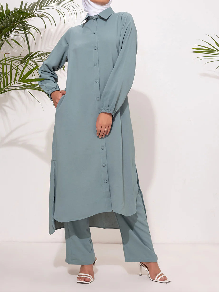 Modest Co-Ord Set - Teal Blue