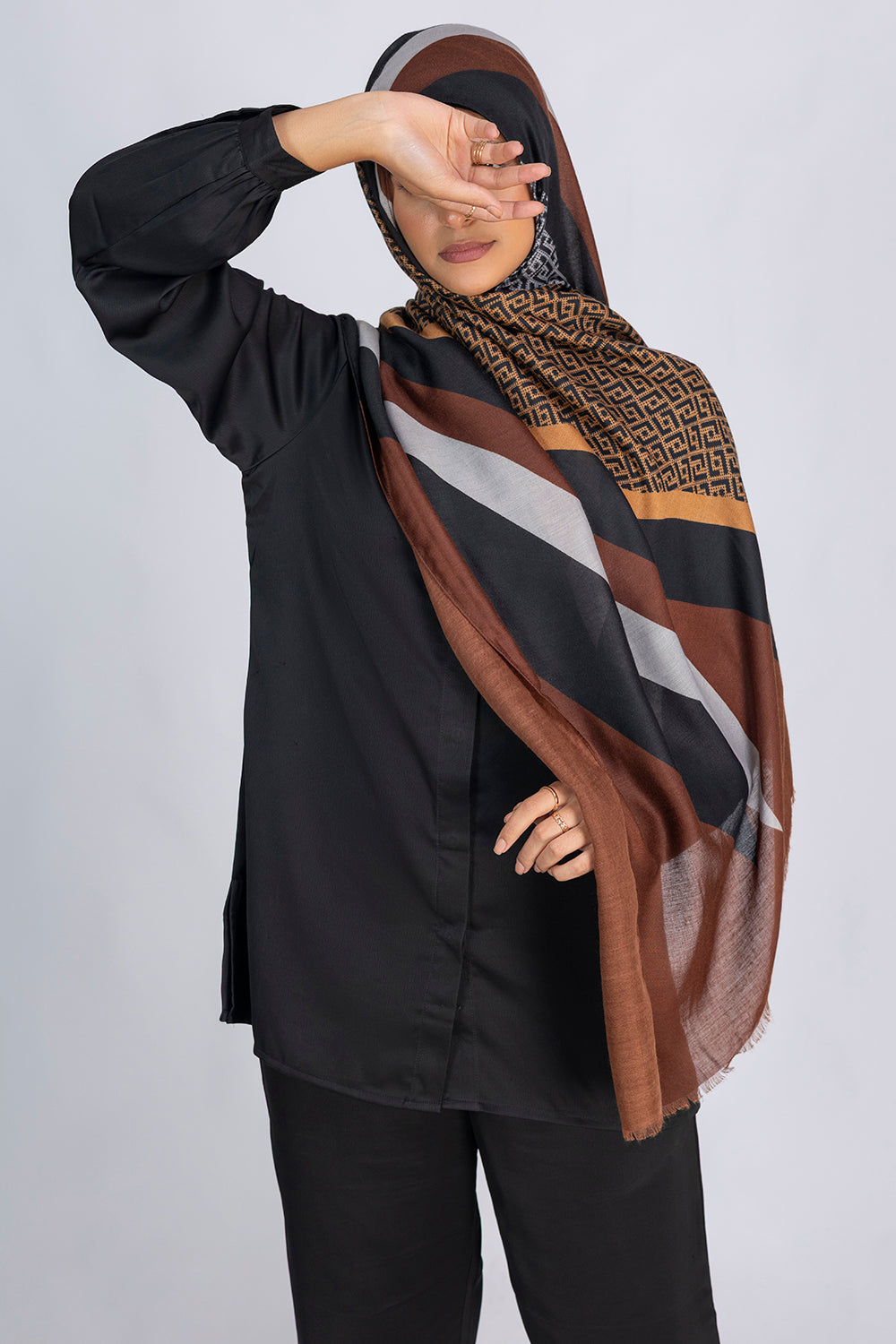 Geometric Print Hijab - Autumn Blend