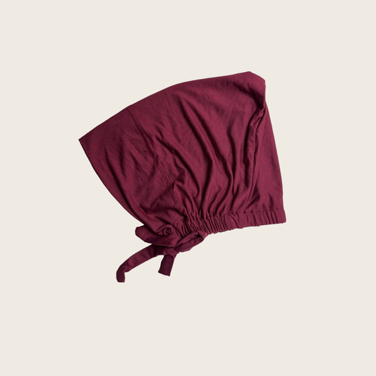 Bamboo Tie Back Hijab Cap - Burgundy
