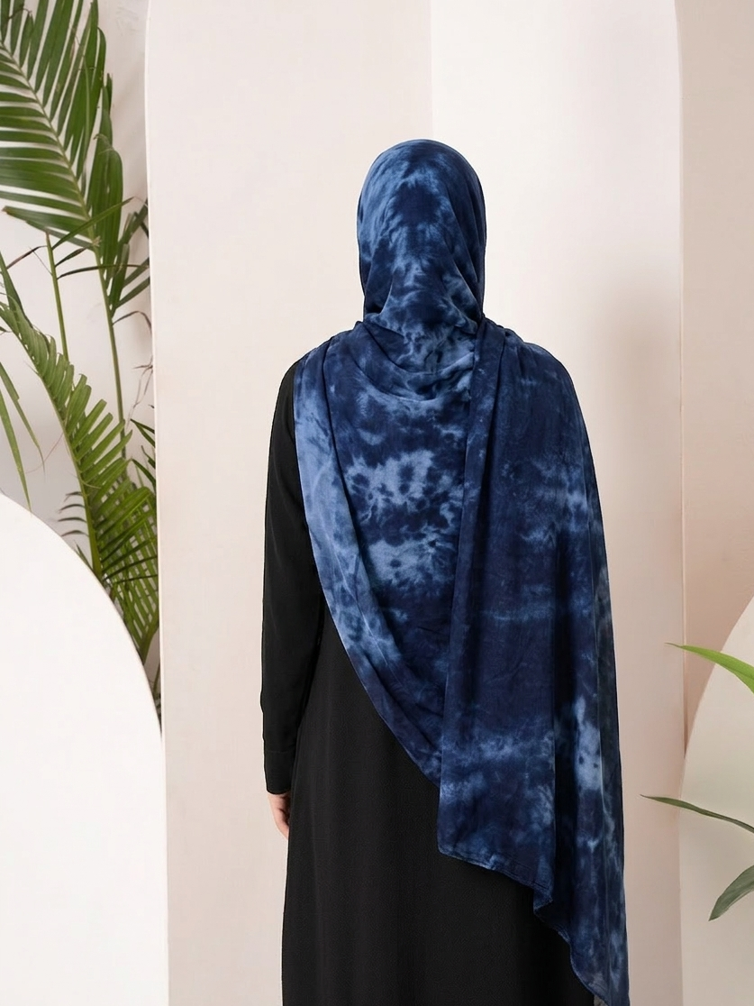 Modal Tie Dye Hijab - Navy