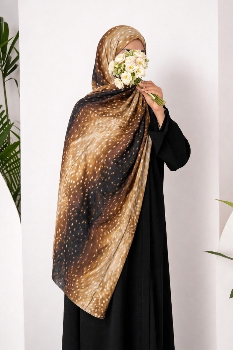 Printed Modal Hijab - Fawn Deer Print