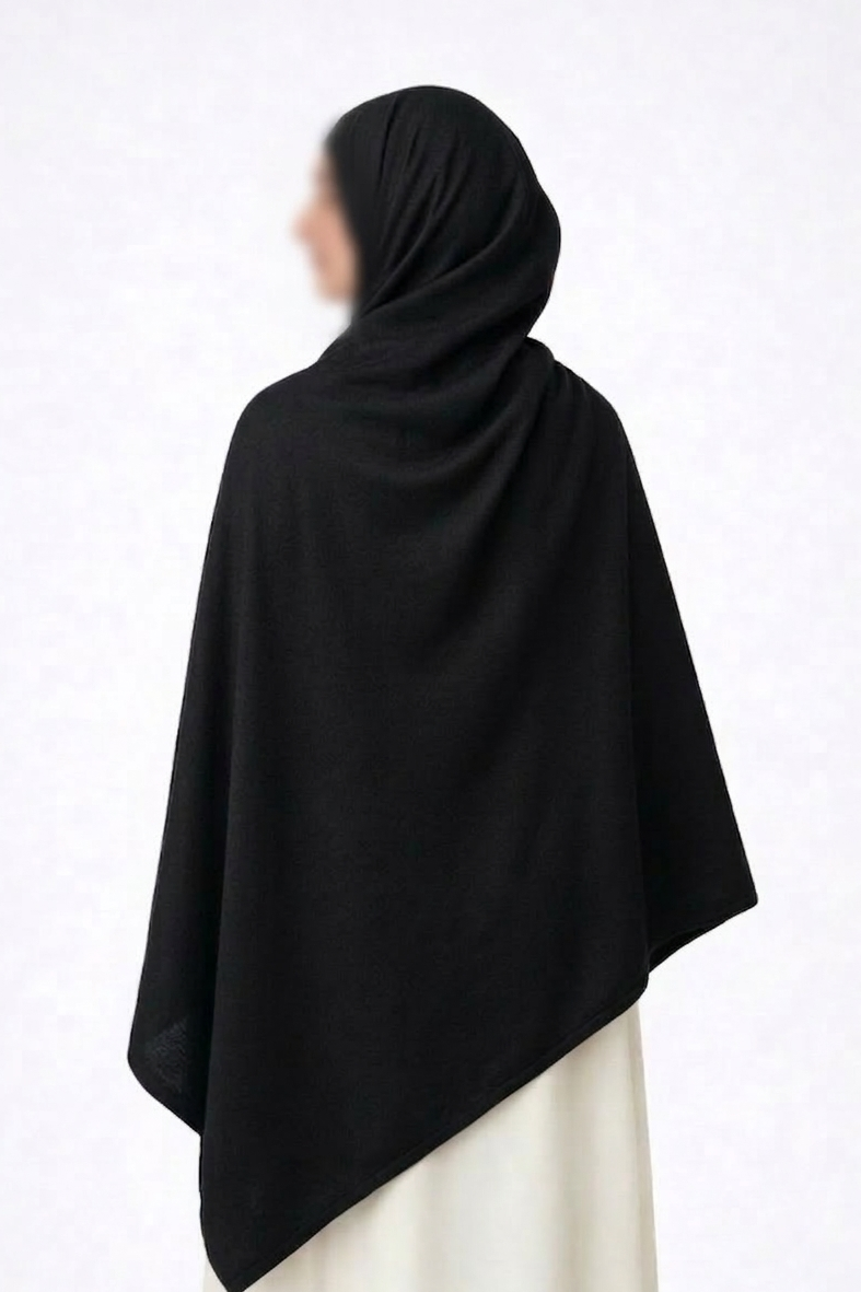 Black Cotton Rayon Hijab – Extra Large, Soft & Breathable