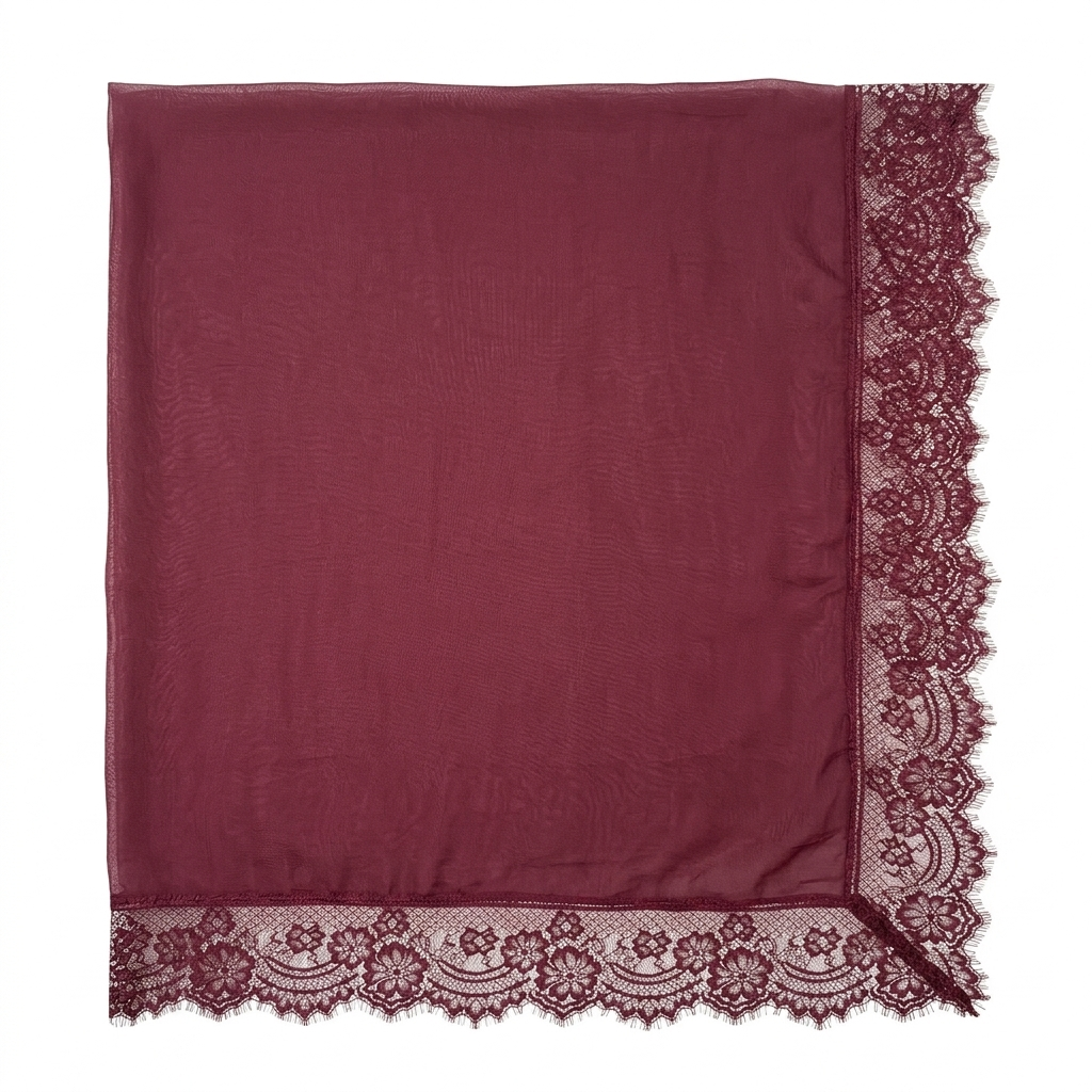 Lace Modal Hijab - Burgundy