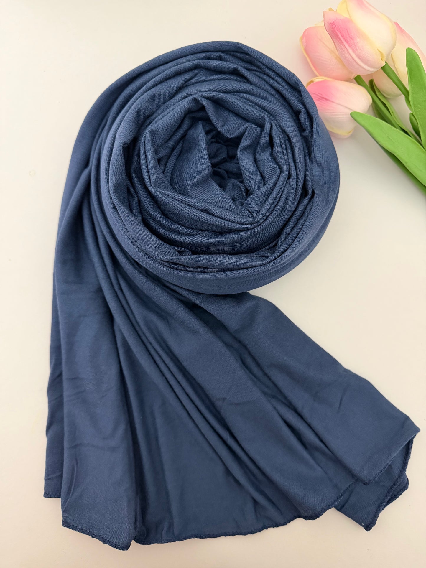 Premium Jersey Hijab - Denim Blue