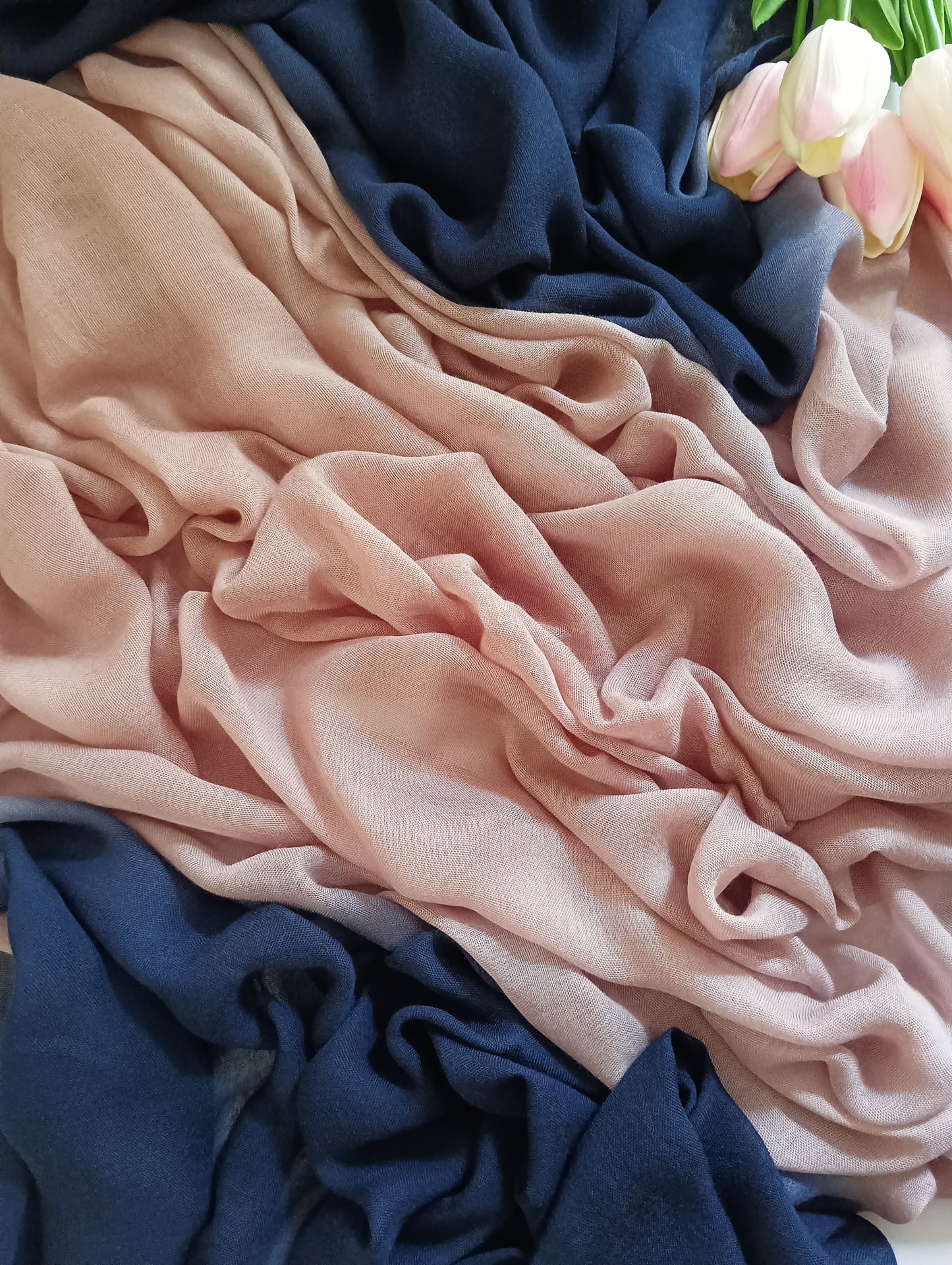 Modal Ombre Hijab- Latte Navy