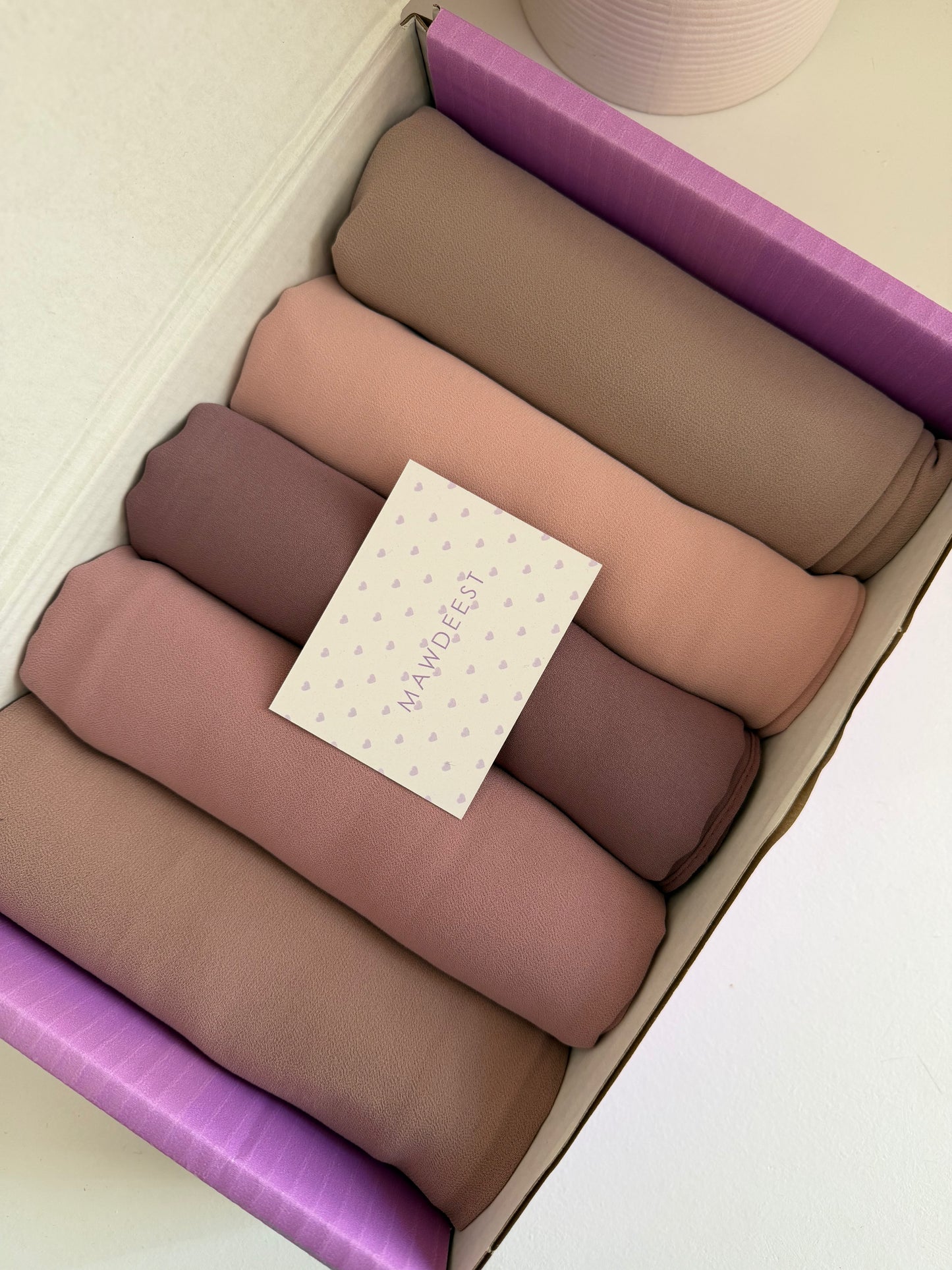 Premium Chiffon Hijab Gift Box- Rose Palette