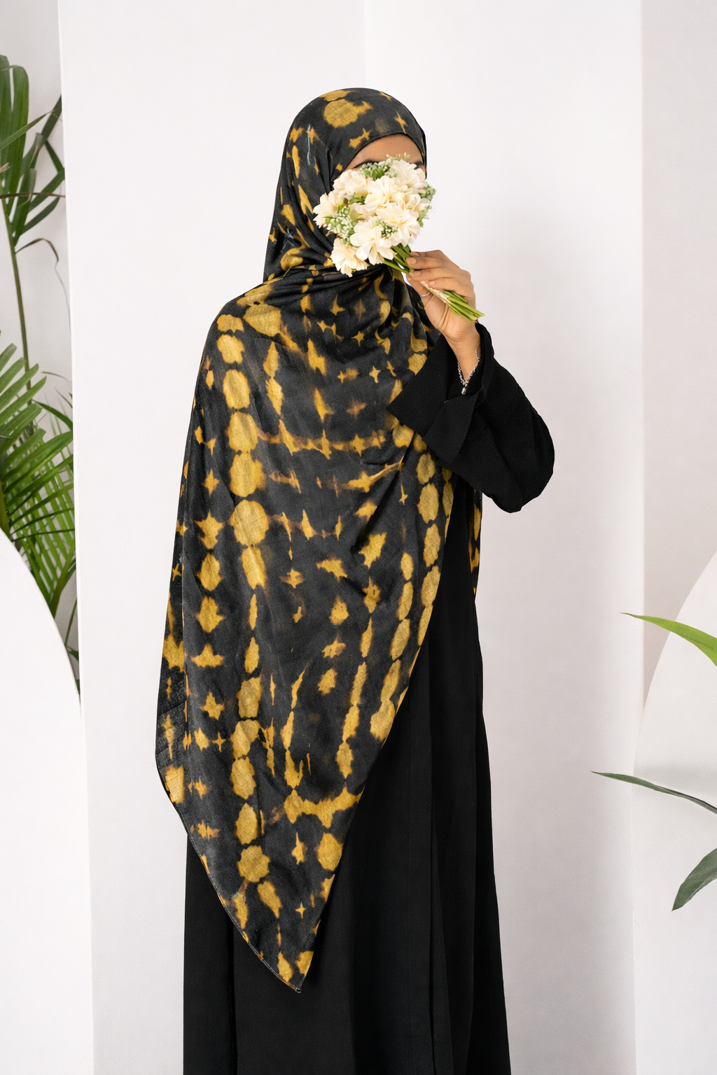 Printed Modal Hijab - Mustard Ripple