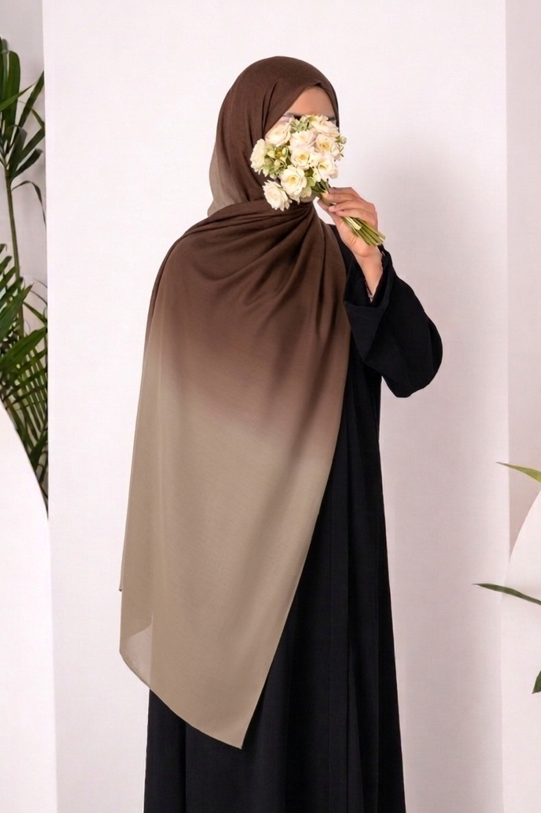Modal Ombre Hijab - Coffee & Brown
