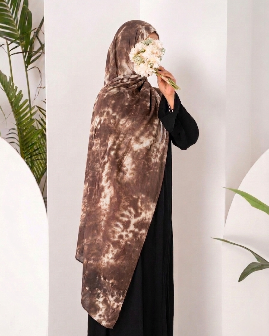 Modal Tie Dye Hijab - Brown
