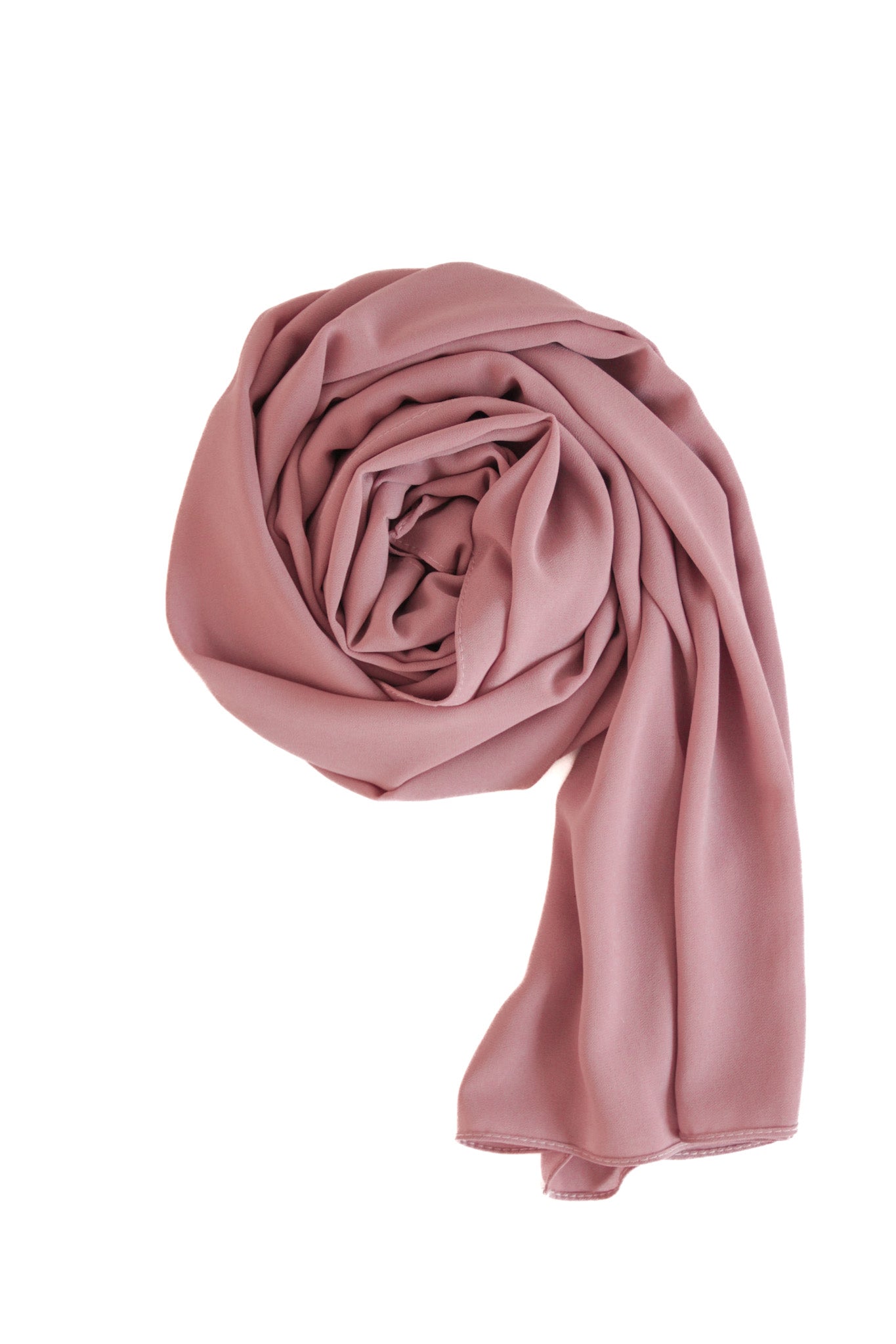 Premium chiffon hijab in Coral Rose – soft, breathable fabric with a warm rosy hue for everyday elegance