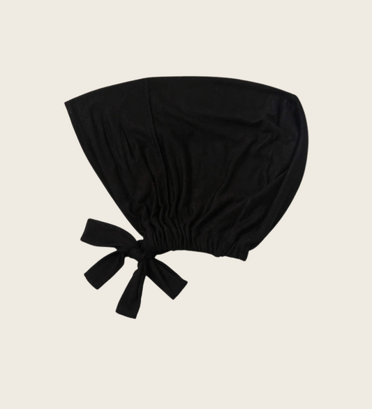Bamboo Tie Back Hijab Cap - Black