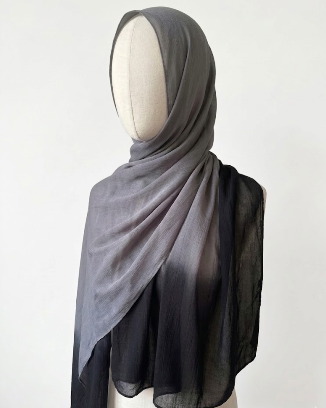 Modal Ombre Hijab- Charcoal & Black