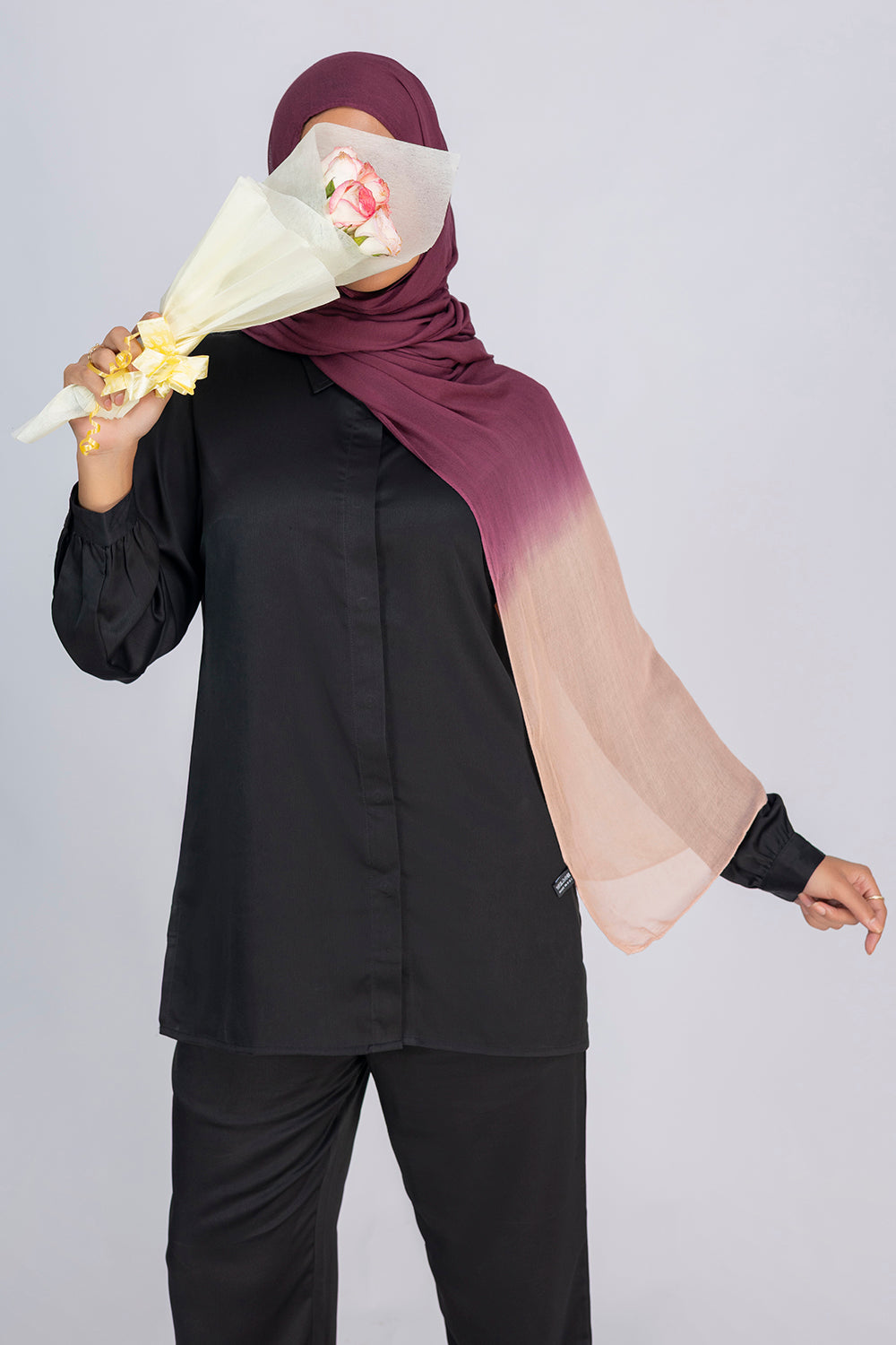 Modal Ombre Hijab- Rich Plum Mink
