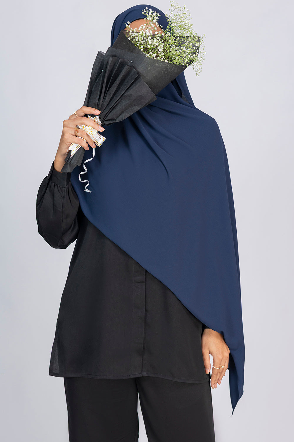 Opaque Chiffon Hijab - Navy