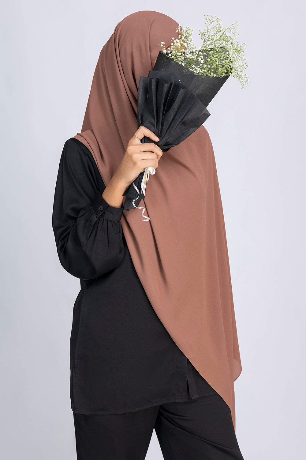 Opaque Chiffon Hijab - Light Brown