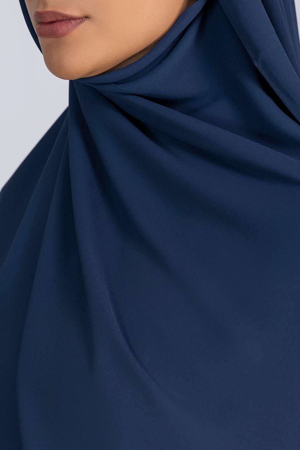 Opaque Chiffon Hijab - Navy