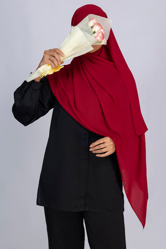 Opaque Chiffon Hijab- Dark Red