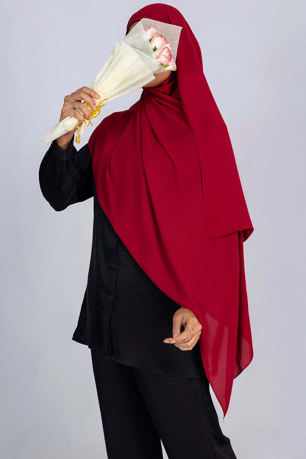 Opaque Chiffon Hijab- Dark Red