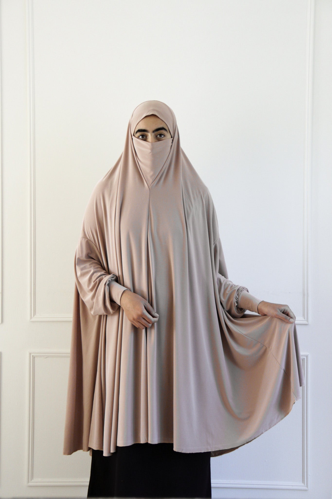 Convertible niqab face veil attached to the premium Lycra khimar