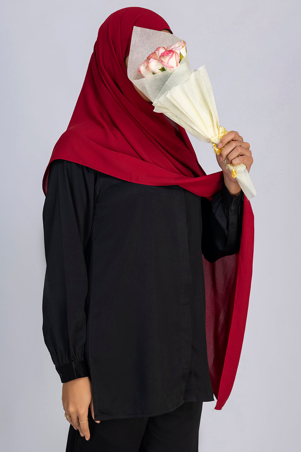 Opaque Chiffon Hijab- Dark Red