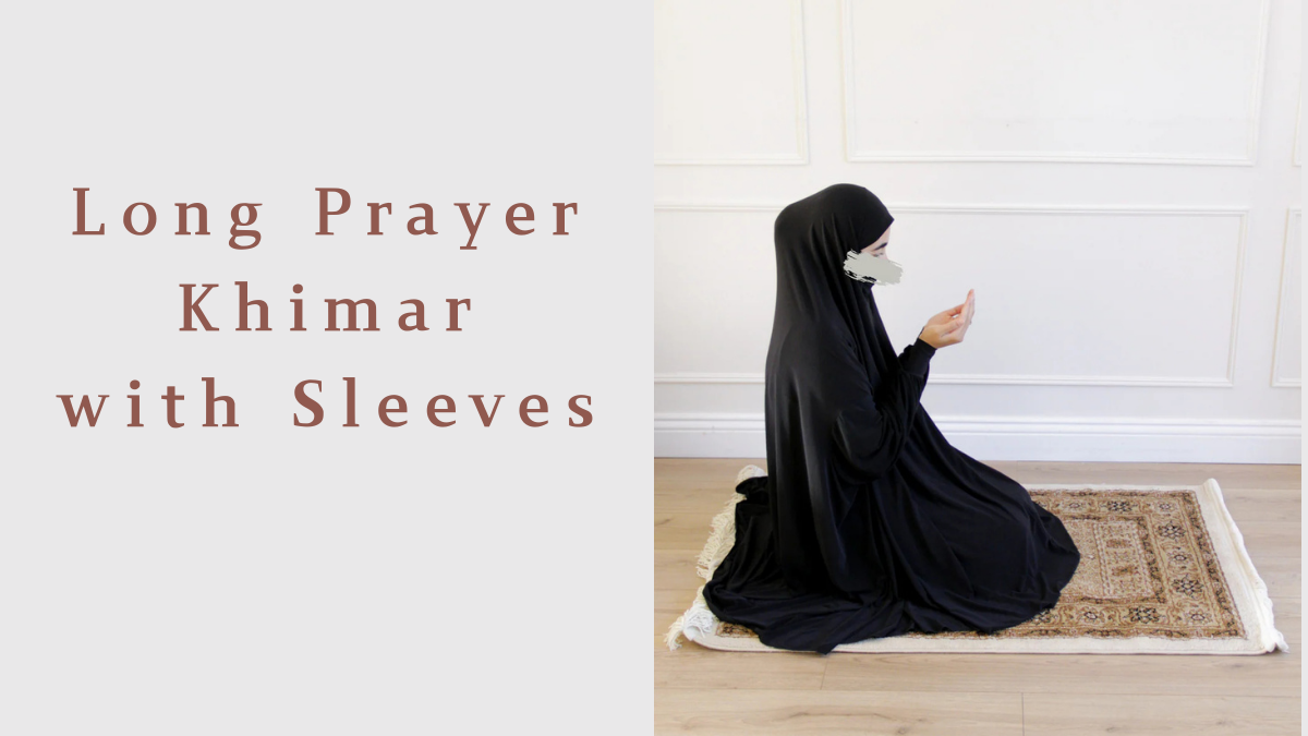Long sleeve prayer khimar made from premium Lycra fabric with built-in niqab, full coverage, ideal for prayer, Hajj, and Umrah and Going out.