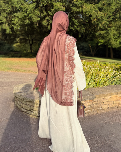 Lace Modal Hijab - Espresso