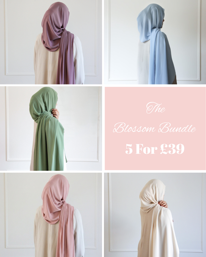 Blossom Bundle – 5 Premium Chiffon Hijabs