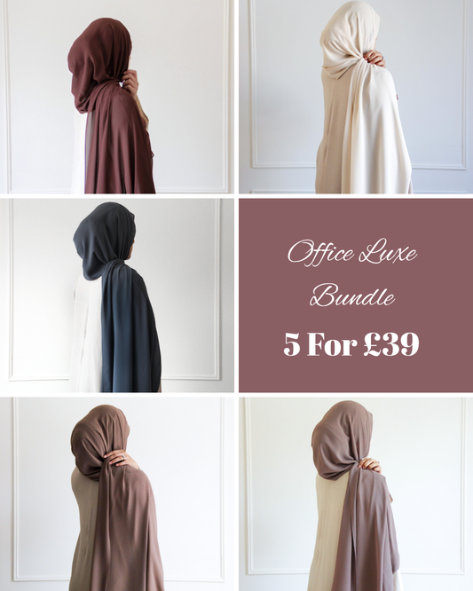Office Luxe Bundle – 5 Premium Chiffon Workwear Hijabs