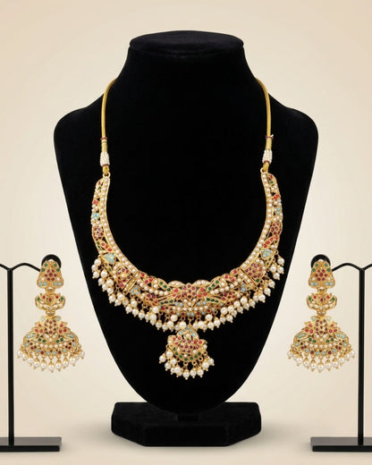 Multi-Coloured Hyderabadi Jadau Necklace Set