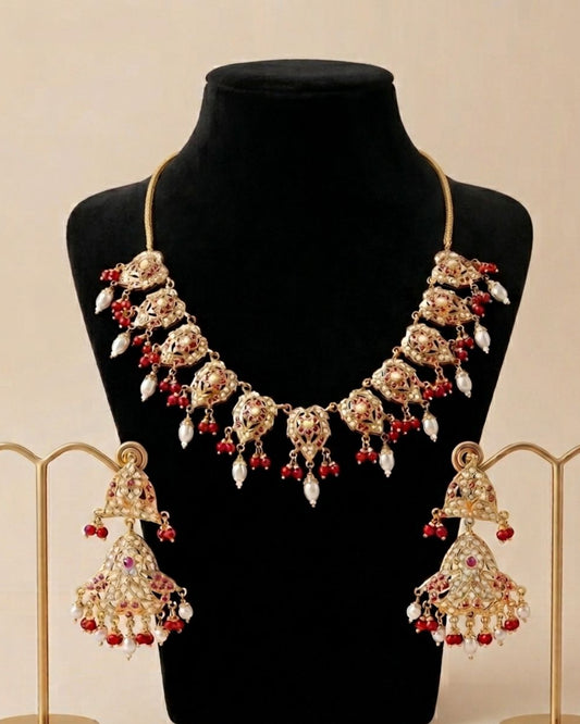 Royal Ruby Pearl Necklace Set