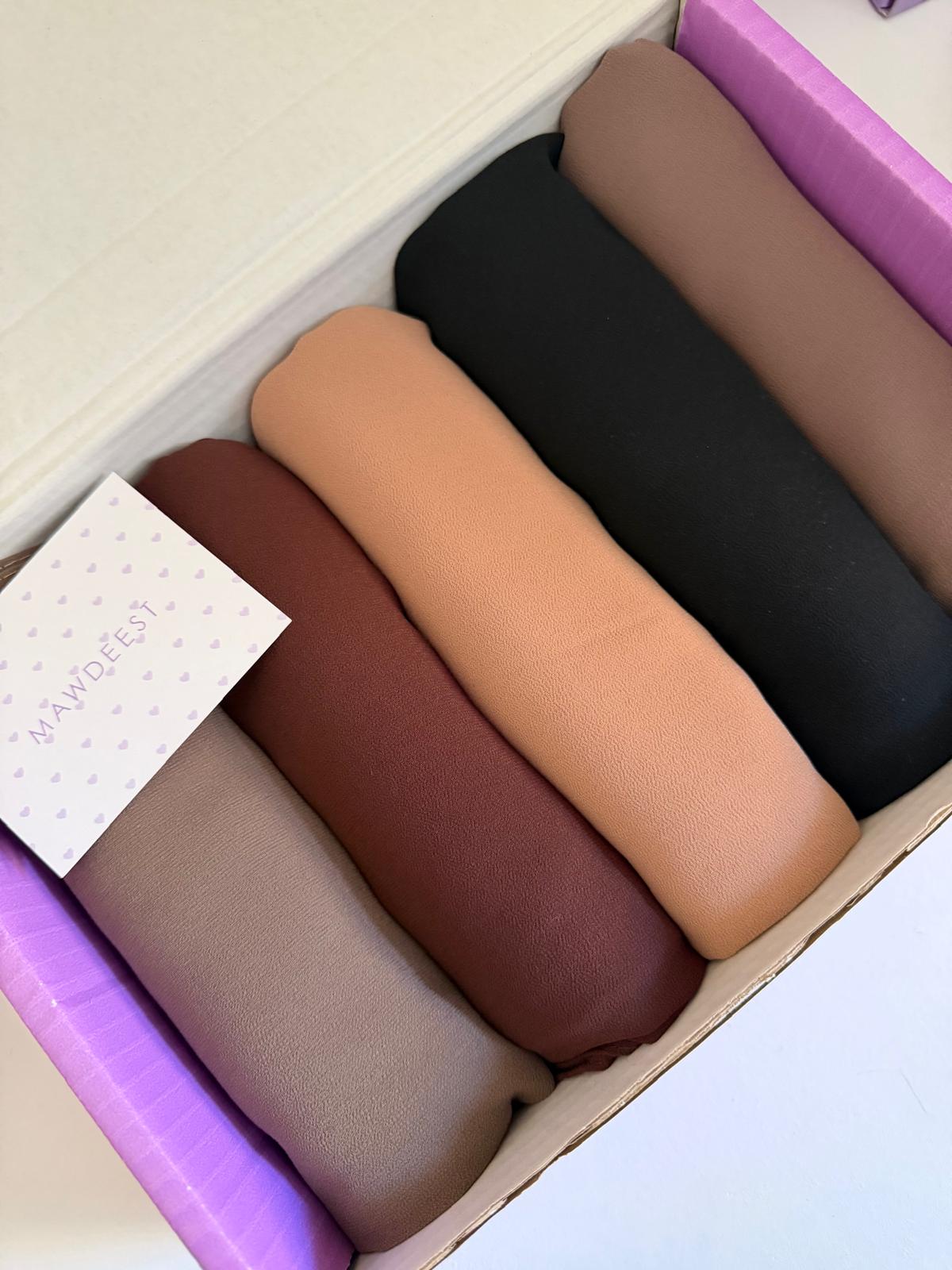 Premium Chiffon Hijab Gift Box- Earth Tone Collection