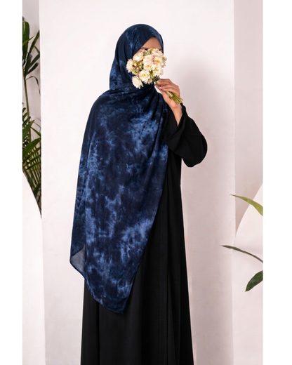 Modal Tie Dye Hijab - Navy