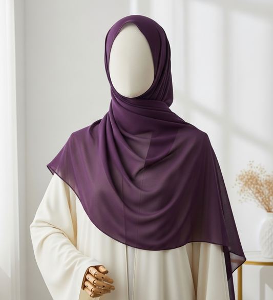 Premium Chiffon Hijab - Eggplant