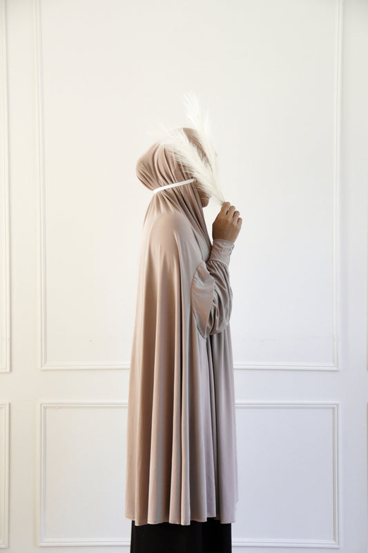 Premium Lycra khimar prayer dress with full sleeves and niqab for full modest coverage