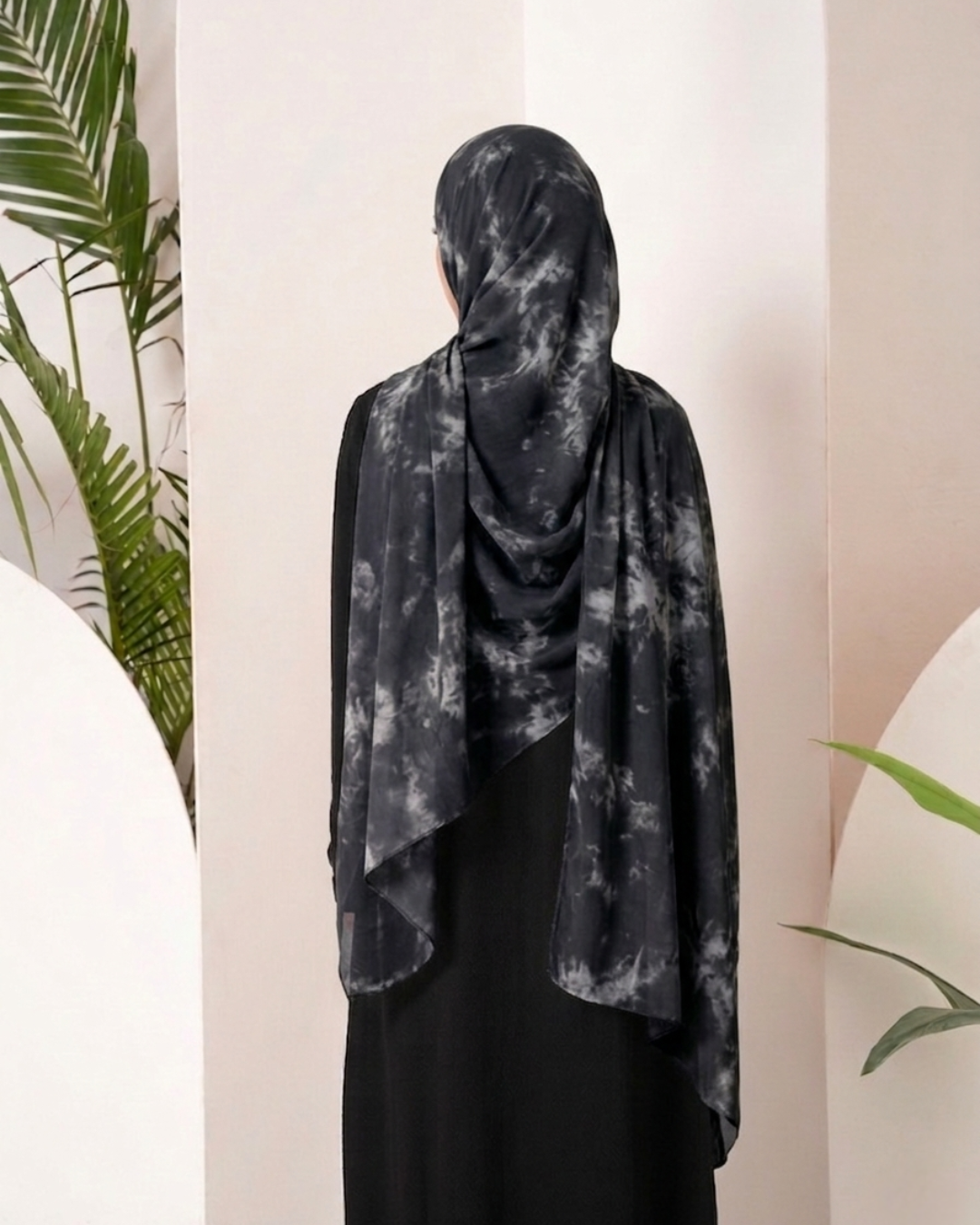 Modal Tie Dye Hijab - Black
