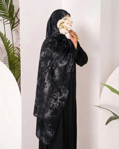 Modal Tie Dye Hijab - Black