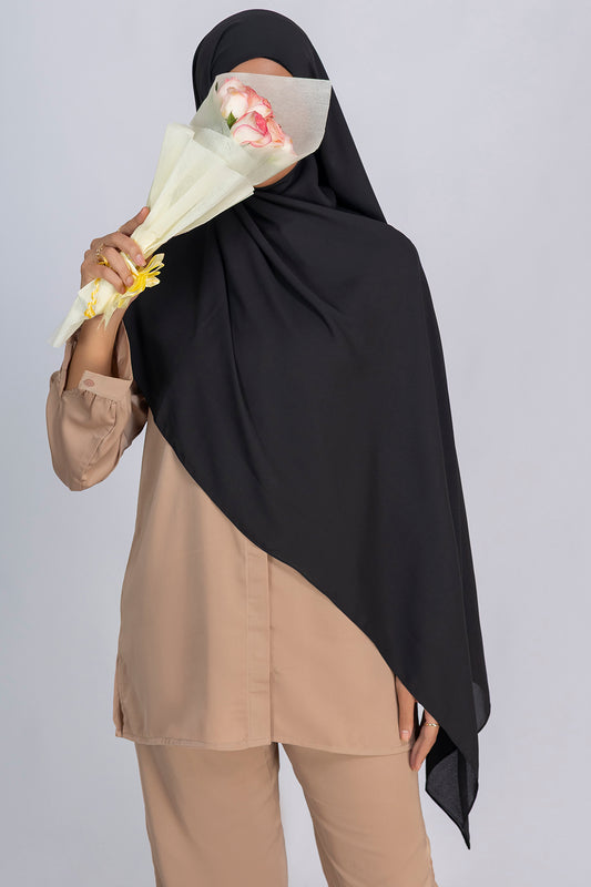 Opaque Chiffon Hijab- Black
