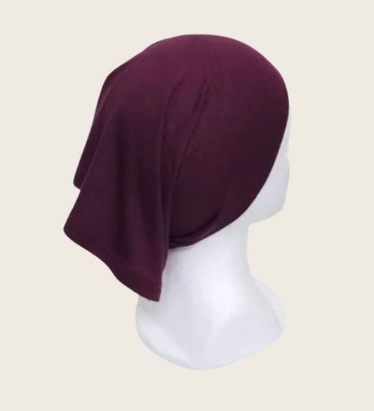 Soft stretch plum bamboo hijab tube cap for all-day comfort