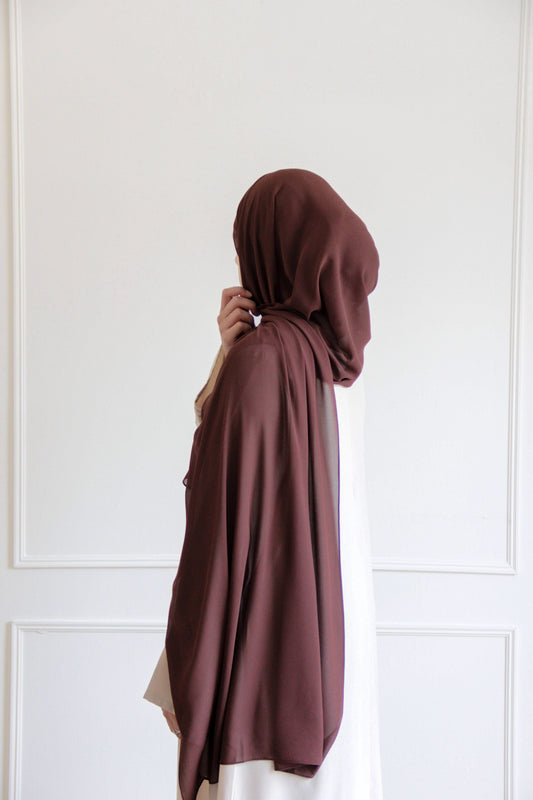 Premium Chiffon Hijab -  Dark Brown