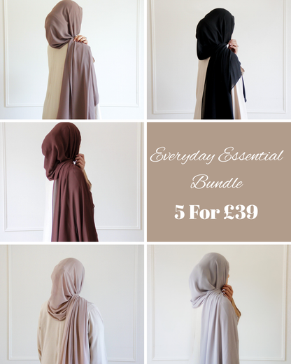 Everyday Essential Bundle – 5 Premium Chiffon Hijabs