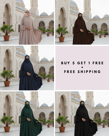 Long Khimar with Sleeves – Buy 5 Get 1 Free