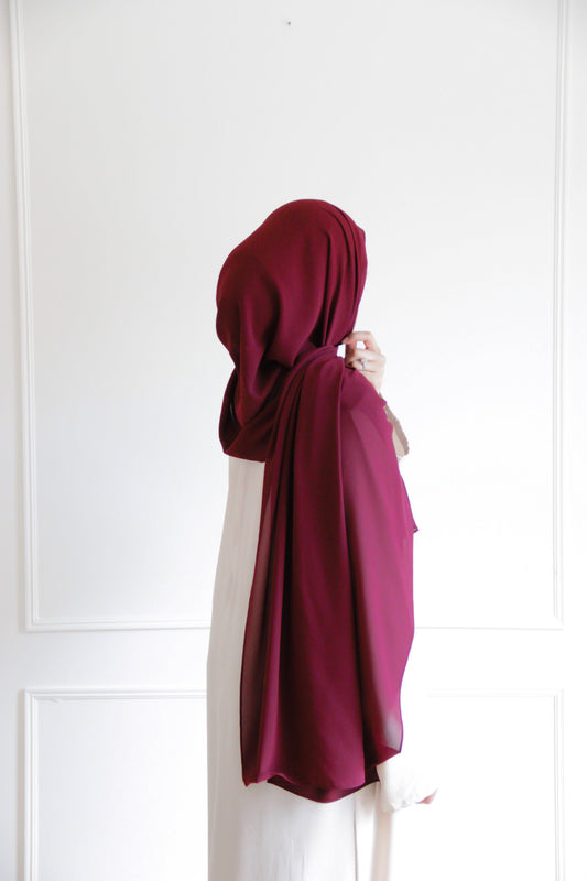 Premium Chiffon Hijab - Burgundy