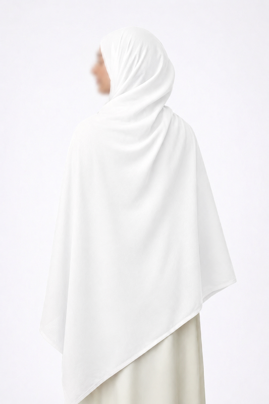 White Cotton Rayon Hijab – Extra Large, Soft & Breathable
