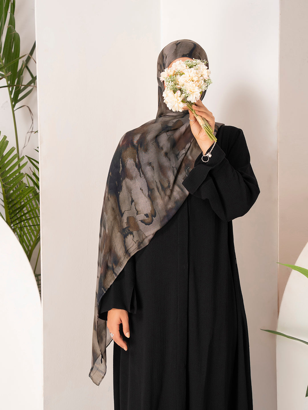 WaterColour Modal Hijab- Black Maze