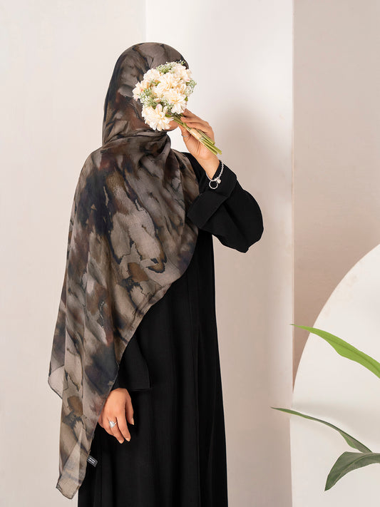 WaterColour Modal Hijab- Black Maze