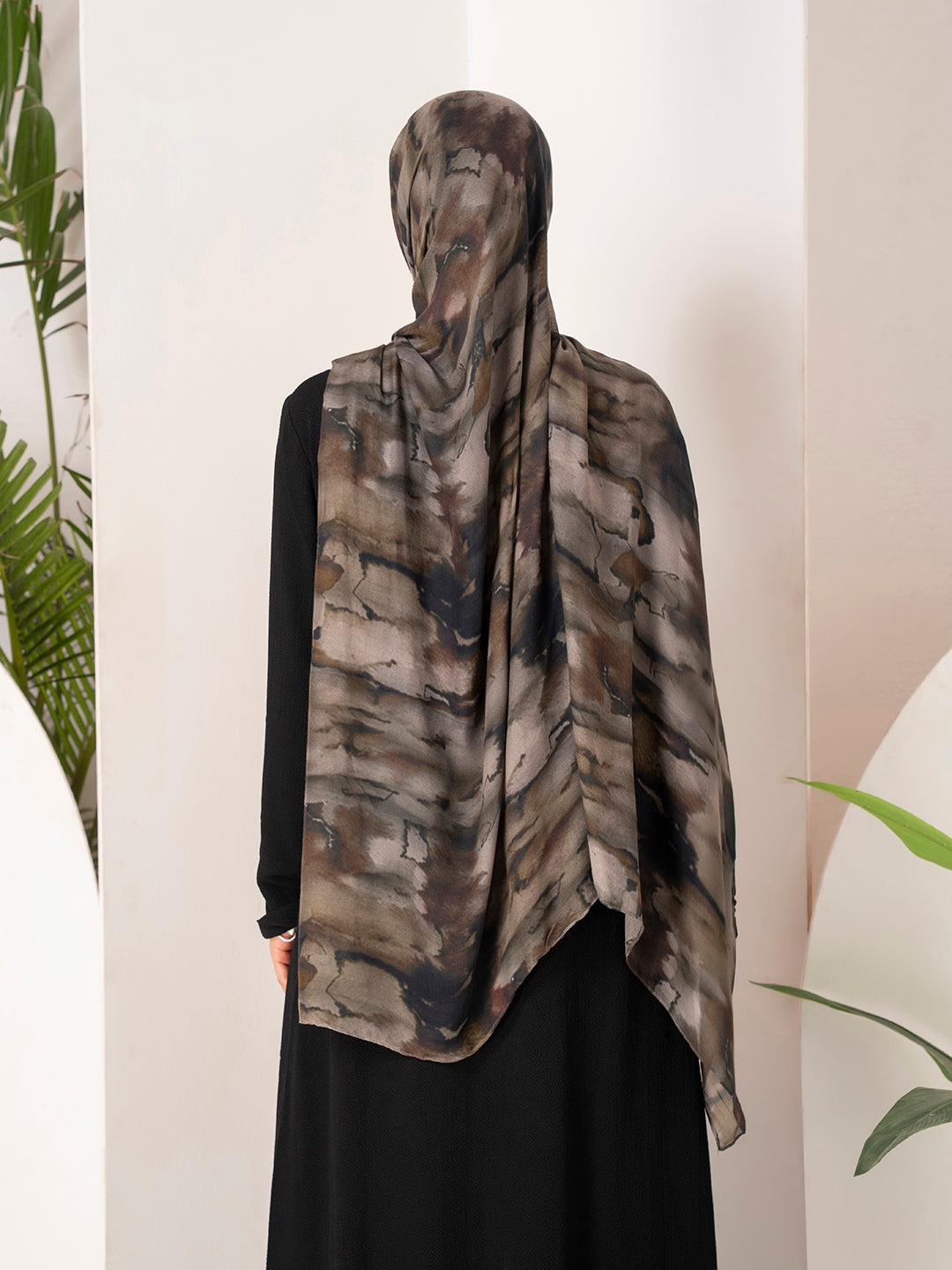 WaterColour Modal Hijab- Black Maze