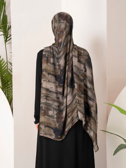 WaterColour Modal Hijab- Black Maze